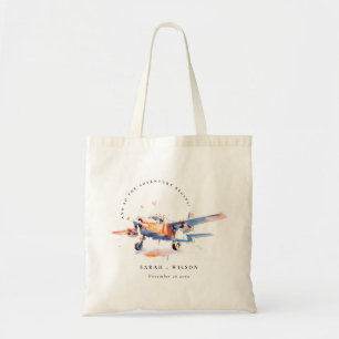 Bolsa Tote Casamento de Avião com Cor de Água Azul Blush