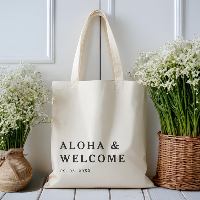Bolsa Tote Casamento de Boas-vindas do Moderno Elegante Hawai (Criador carregado)