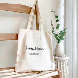 Bolsa Tote Casamento de Bridesmaid com Script Moderno Minimal