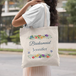 Bolsa Tote Casamento de Bridesmaid Personalizado Floral Beach