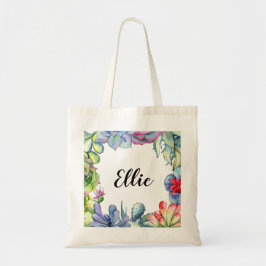 Bolsa Tote Casamento de cactos e suculentos em aquarela