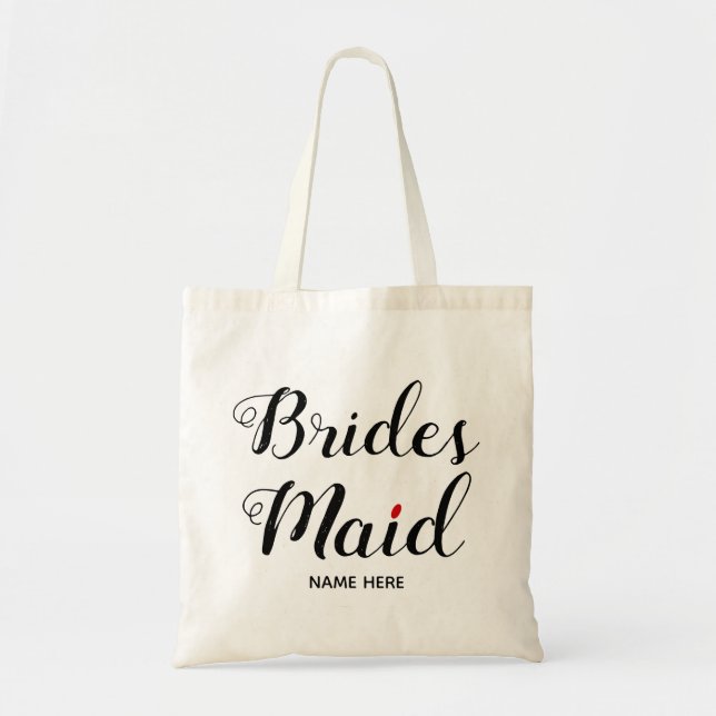 Bolsa Tote Casamento de caligrafia de Bridesmaid (Frente)