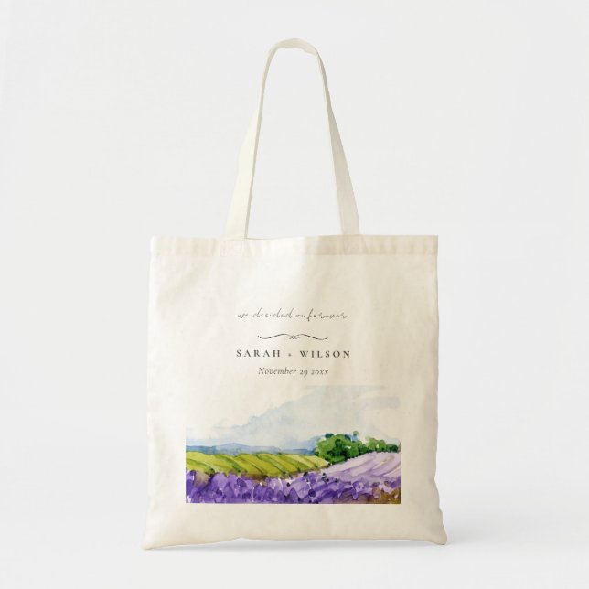 Bolsa Tote Casamento de Campos de Lavanda de Aquarelas Rustic (Frente)