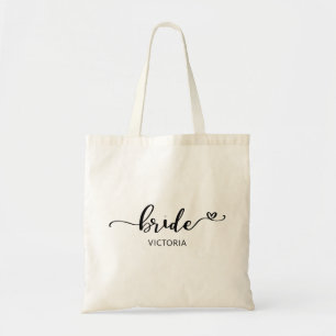Bolsa Tote Casamento de Coração da Bride Calligraphy