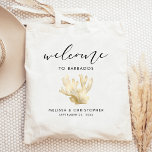 Bolsa Tote Casamento de Destino Boas-vindas ao Mar Dourado Co<br><div class="desc">Este hotel de casamento de destino ou bolsa de favores apresenta uma ilustração antiga de uma lagosta em folha de ouro,  sob a palavra "bem-vindo" em uma escrita elegante e preta. Personalize-o com o local do casamento,  os nomes da noiva e do noivo,  e a data do casamento.</div>