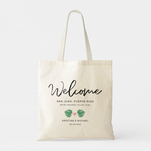 Bolsa Tote Casamento de Destino do Hotel Tropical Welcome Bag (Verso)