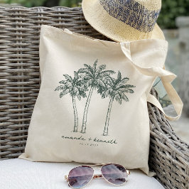 Bolsa Tote Casamento de Destino em uma Palmeira Colorida Bem-