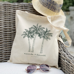 Bolsa Tote Casamento de Destino em uma Palmeira Colorida Bem-