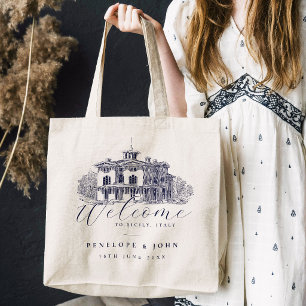 Bolsa Tote Casamento de Destino em Vila Italiana Vintage Eleg