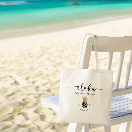 Bolsa Tote Casamento de Destino Havaí Dourado Preto Abacaxi A