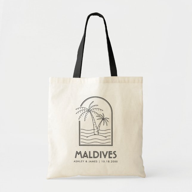 Bolsa Tote Casamento de Destino no Final de Semana de Maldiva (Frente)
