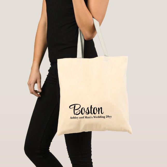 Bolsa Tote Casamento de Destino Personalizado Bem-vindo a Bos (Frente (produto))