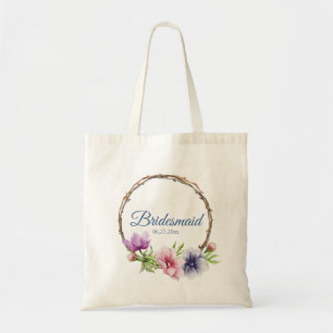 Bolsa Tote Casamento de Flor com Anêmona de Aquarela