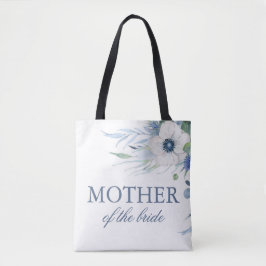 Bolsa Tote Casamento de Flores de Anêmona e Verde Poeira Azul
