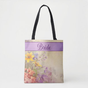 Bolsa Tote Casamento de Flores Silvestres Românticas
