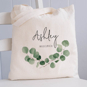 Bolsa Tote Casamento de Folhas Eucalyptus Bridesmaid