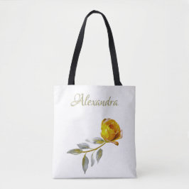 Bolsa Tote Casamento de folhas verdes e Douradas, pálidas, da