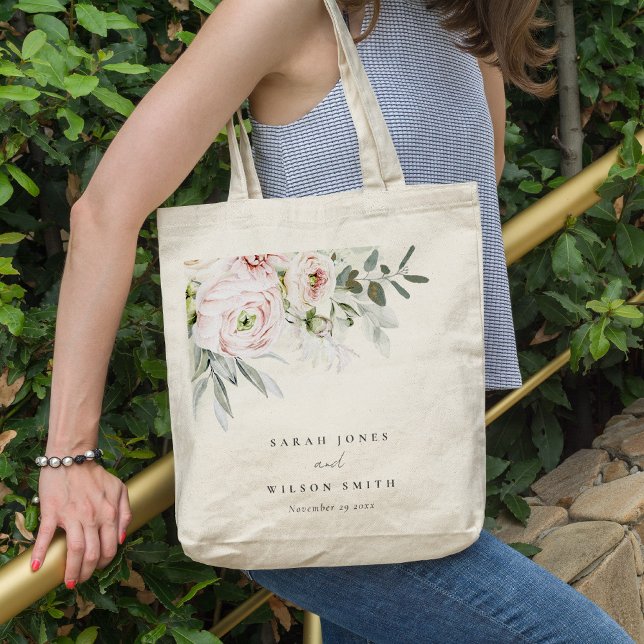 Bolsa Tote Casamento de Foliage Eucalyptus, Peonies Rosa Suav (Criador carregado)