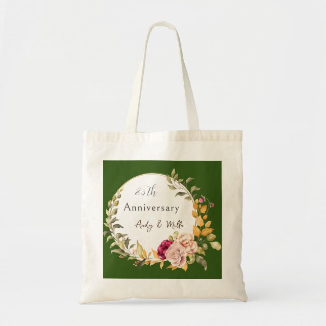 Bolsa Tote Casamento de Frota Elegante Verde Personalizado (Frente)