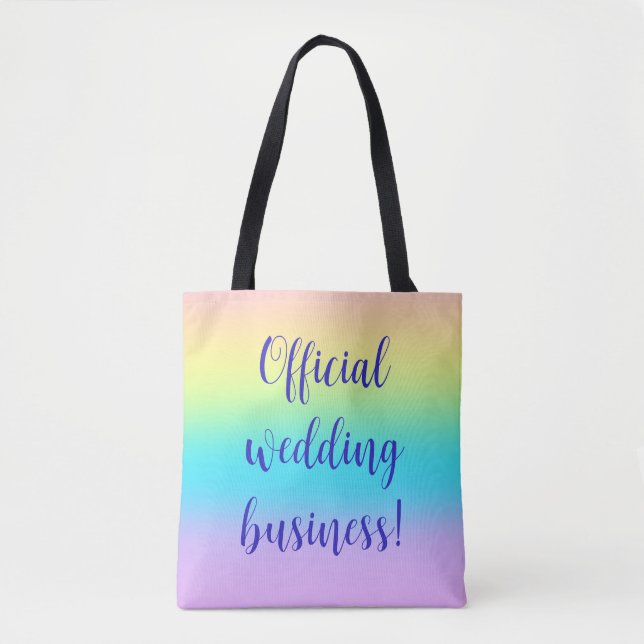 Bolsa Tote Casamento de Gradiente Grande Pastel Rainbow (Frente)