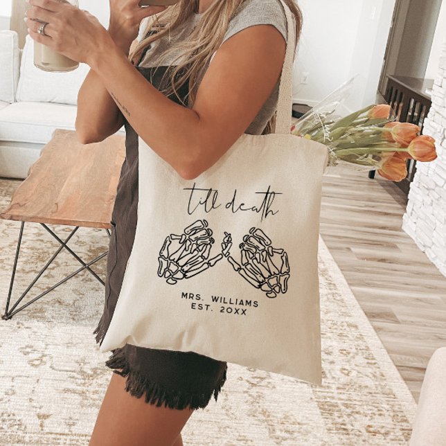 Bolsa Tote Casamento de Halloween Personalizado Até Morte até (Criador carregado)