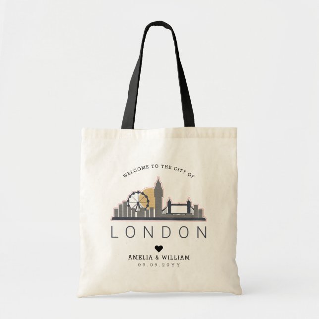 Bolsa Tote Casamento de Londres | Linha Skyline Estilizada (Frente)