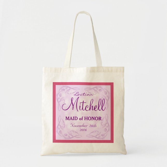 Bolsa Tote Casamento de madrinha de casamento personalizado e (Frente)