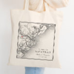 Bolsa Tote Casamento de Mapa da Geórgia da Savana Branca Eleg<br><div class="desc">Aceite o encanto de Savannah com nossas bolsas de tote de casamento personalizadas, apresentando um sofisticado mapa preto e branco da costa da Geórgia com um coração sobre Savana. Compartilhe a essência de locais icônicos como Forsyth Park Inn, The Mackey House, The Gingerbird House, The Olde Pink House, e Savannah...</div>