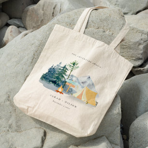 Bolsa Tote Casamento de Montanha do Camping Rustic Pine Woods