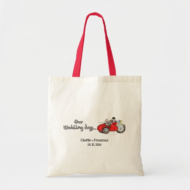 Bolsa Tote Casamento de Moto e Carro Lateral (Frente)
