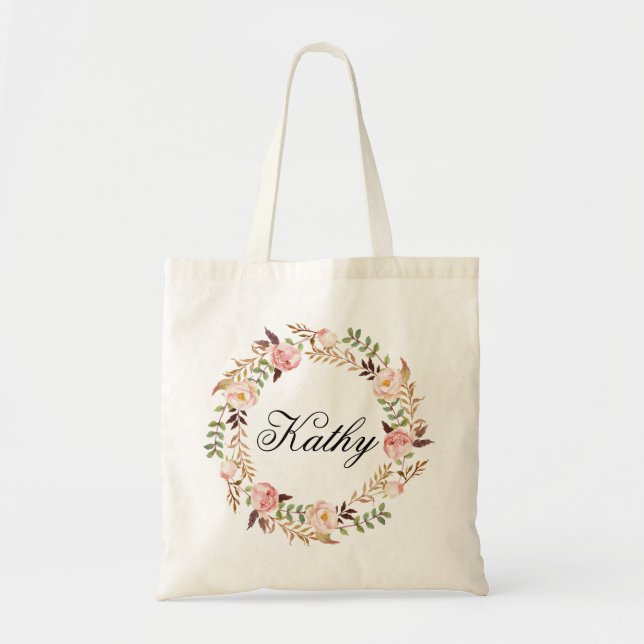 Bolsa Tote Casamento de Nome Personalizado|Braidsmaid Persona (Frente)