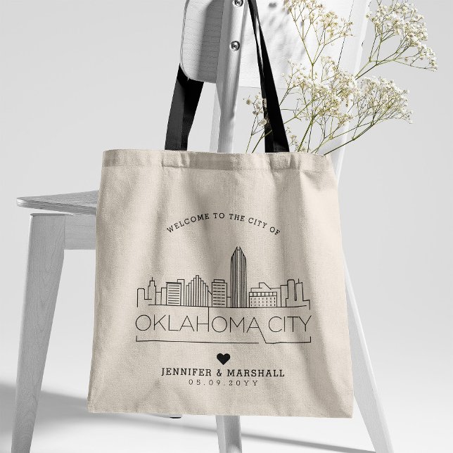 Bolsa Tote Casamento de Oklahoma City | Linha Skyline Estiliz (Criador carregado)