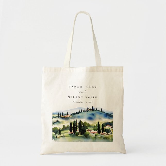 Bolsa Tote Casamento de Paisagem com Aquarelas do Elegante To (Frente)