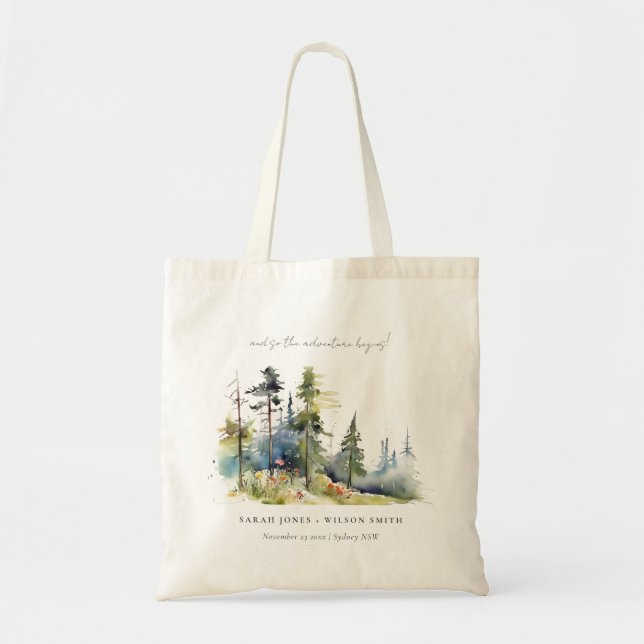 Bolsa Tote Casamento de Paisagem da Floresta de Pinheiro Inic (Frente)