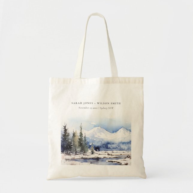 Bolsa Tote Casamento de Paisagem de Esqui da Montanha de Neve (Frente)