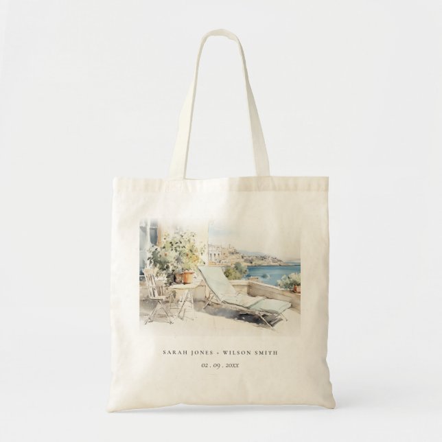 Bolsa Tote Casamento de Paisagem de Grécia Curfu (Frente)