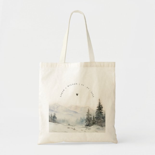 Bolsa Tote Casamento de Paisagem de Montanha de Neve Dusky Wi (Frente)