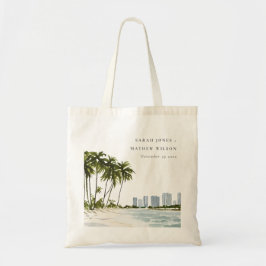 Bolsa Tote Casamento de Paisagem de Palma de Aquarela de Miam