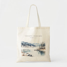 Bolsa Tote Casamento de Paisagem do Lago de Neve Inverno