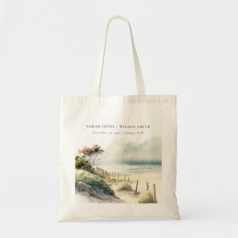 Bolsa Tote Casamento de paisagens de praia de areia costeira 