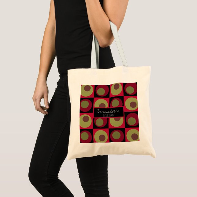 Bolsa Tote Casamento de Pinecone Black Red Bridesmaid Verde (Frente (produto))
