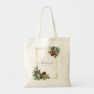 Bolsa Tote Casamento de Pinus de Berries Vermelhos