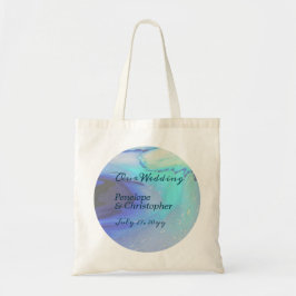 Bolsa Tote Casamento de praia Abstrato Azul-Água do Oceano Mo