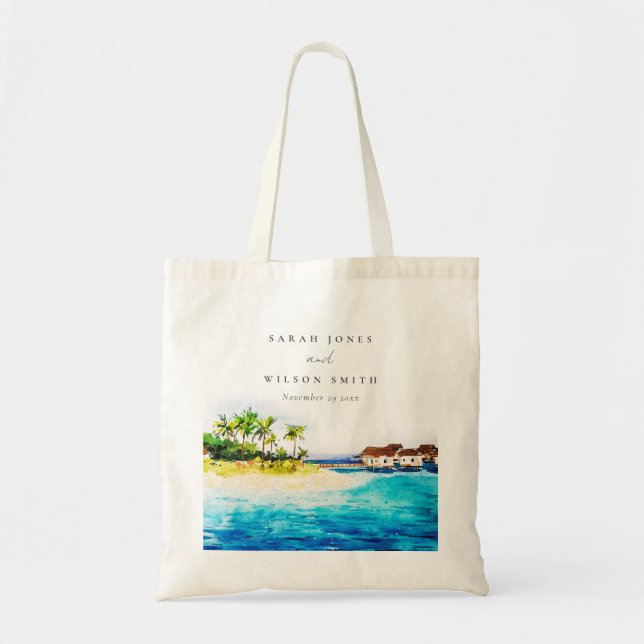Bolsa Tote Casamento de praia em Villa Seascape, tropical Ove (Frente)