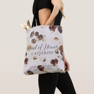 Bolsa Tote Casamento de Tornozelo Floral com Rosas de Beige E