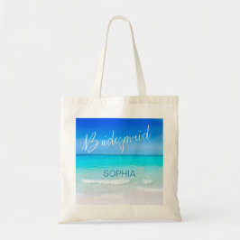 Bolsa Tote Casamento de Verão Azul no Mar de Praia da Bridesm
