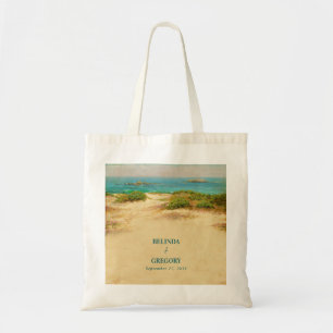 Bolsa Tote Casamento Destino à Beira-Mar com Aquarela
