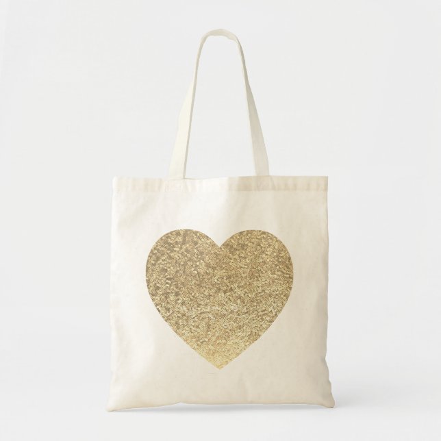 Bolsa Tote Casamento Dourado com Coração Luminter (Frente)
