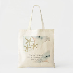 Bolsa Tote Casamento Dourado de Beachy Azul Beachy Starfish