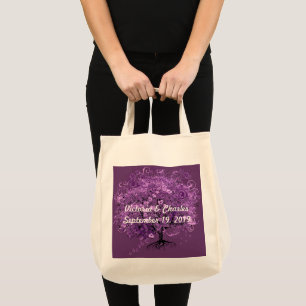 Bolsa Tote Casamento elegante da árvore da folha de Purple